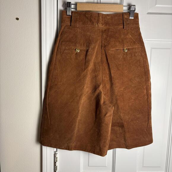 Vintage Suede Pleated High Rise Shorts XXS - Picture 4 of 6